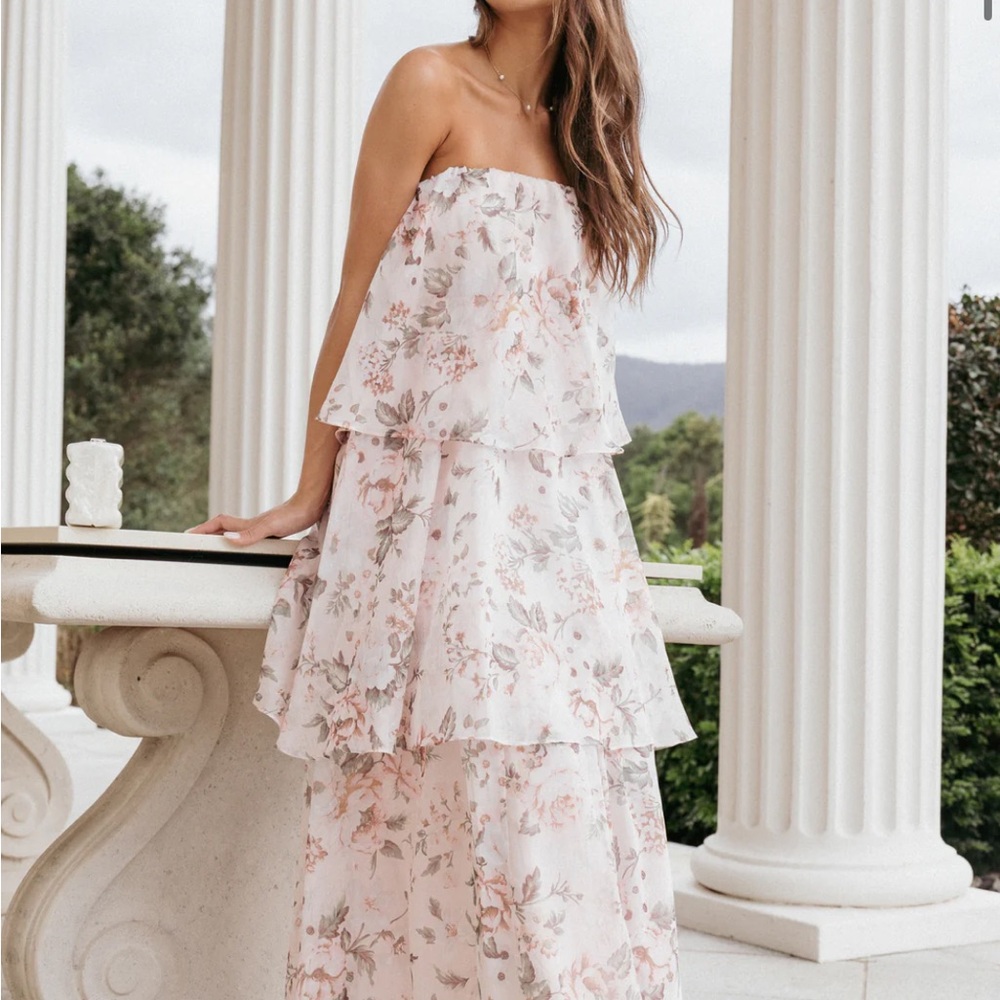 Floral Strapless Maxi Dress